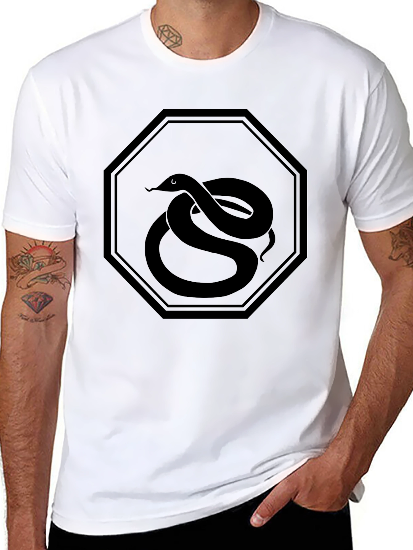 Mens Black Snake Emblem Graphic Tee