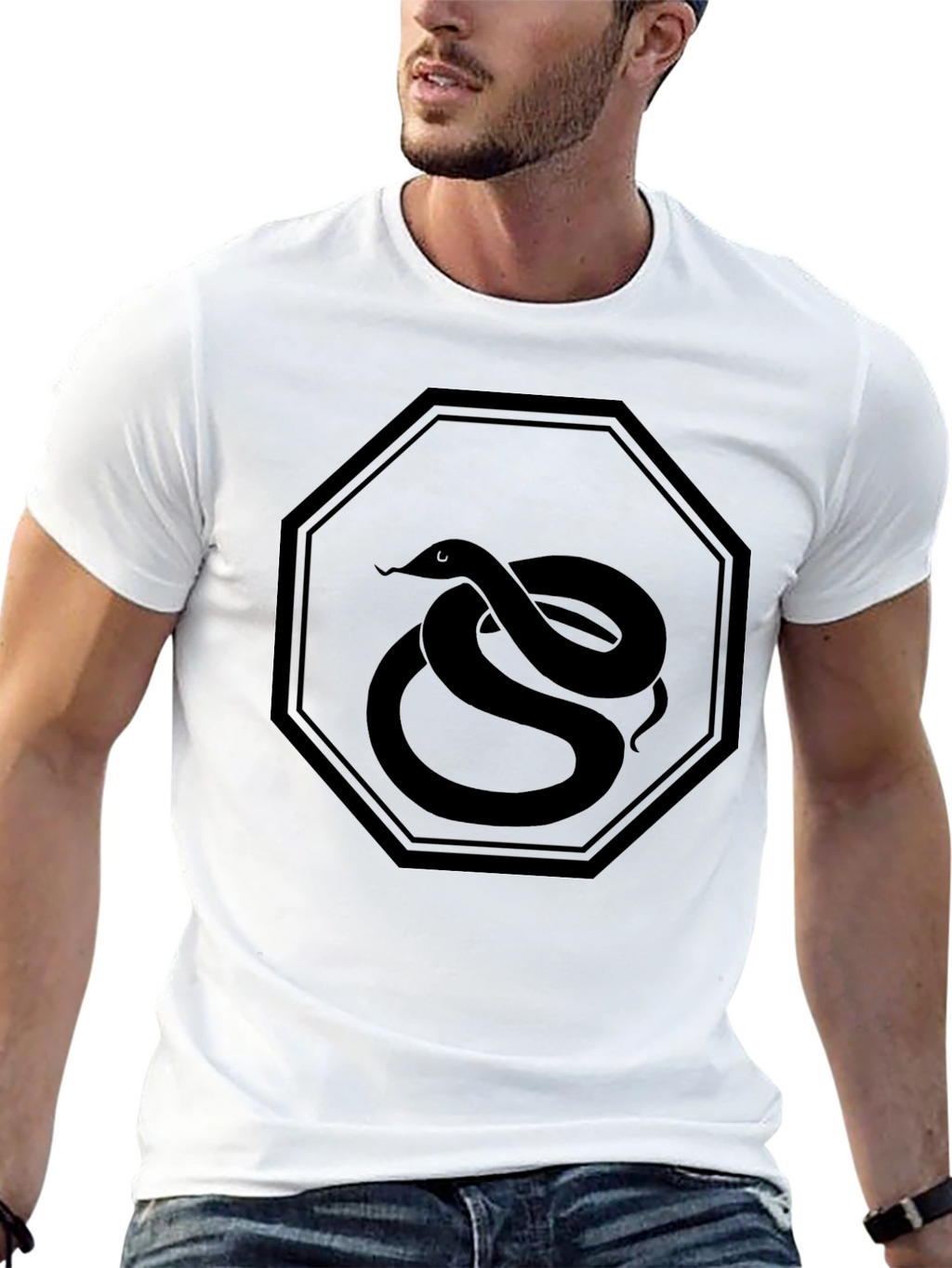 Mens Black Snake Emblem Graphic Tee