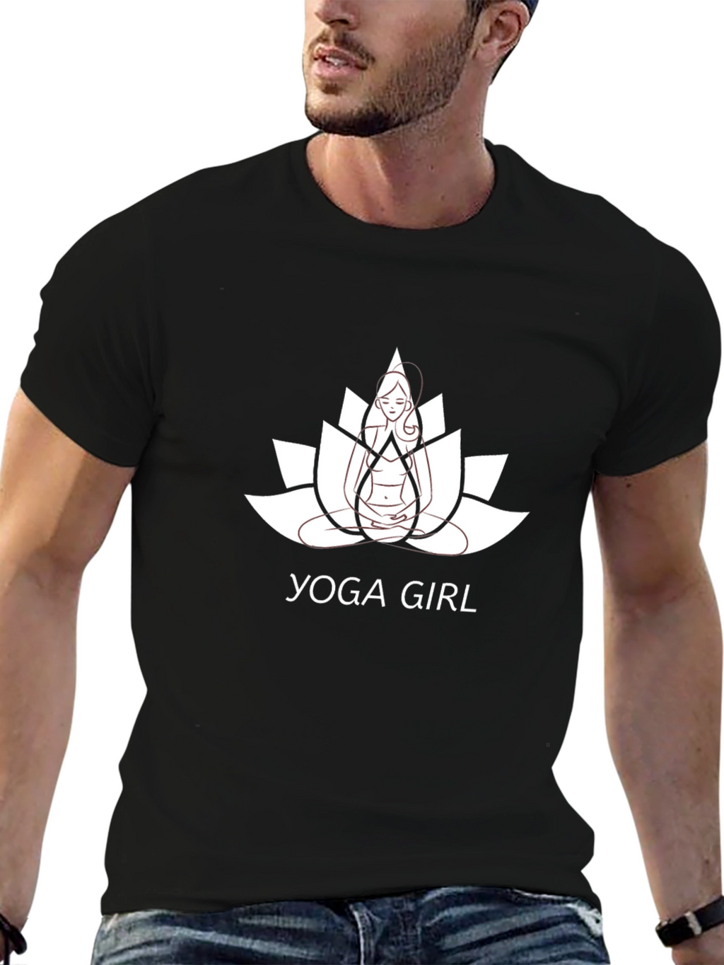 Yoga Girl Lotus Flower Graphic Tee - Black