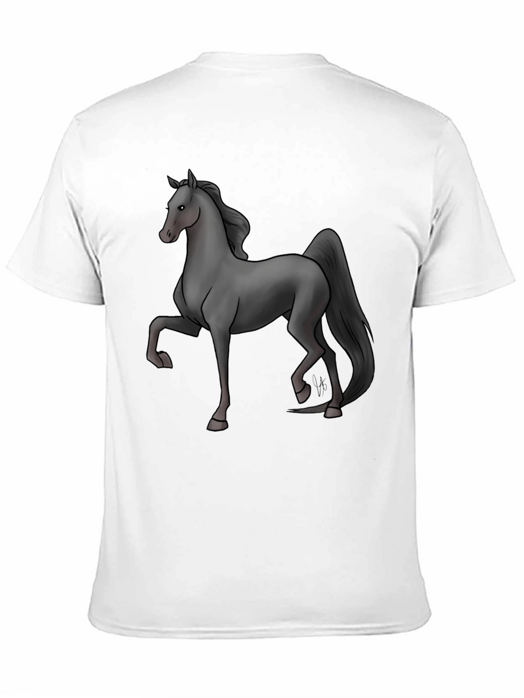 Black T-Shirt with Grey Horse Design