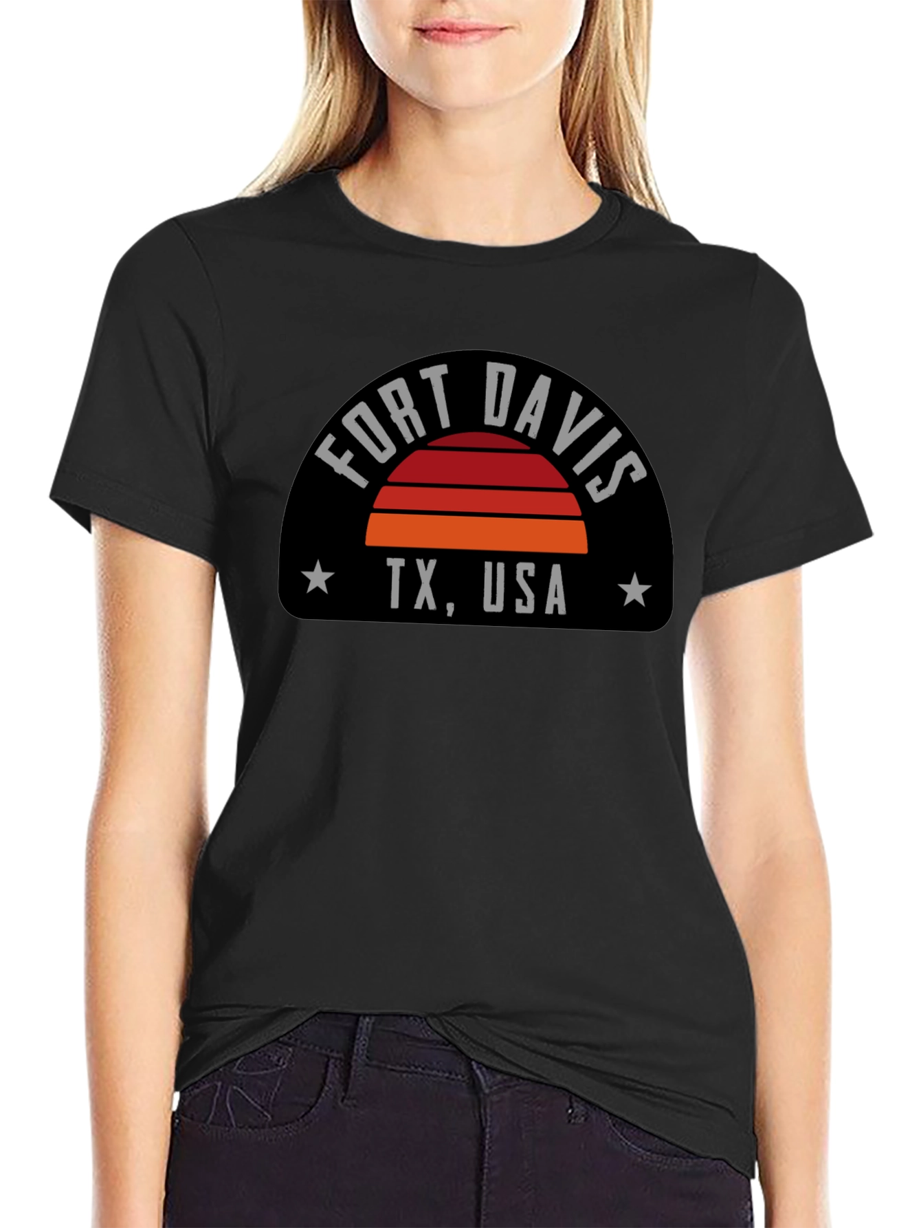 Fort Davis TX USA T-Shirt - Retro Sunset Graphic Tee