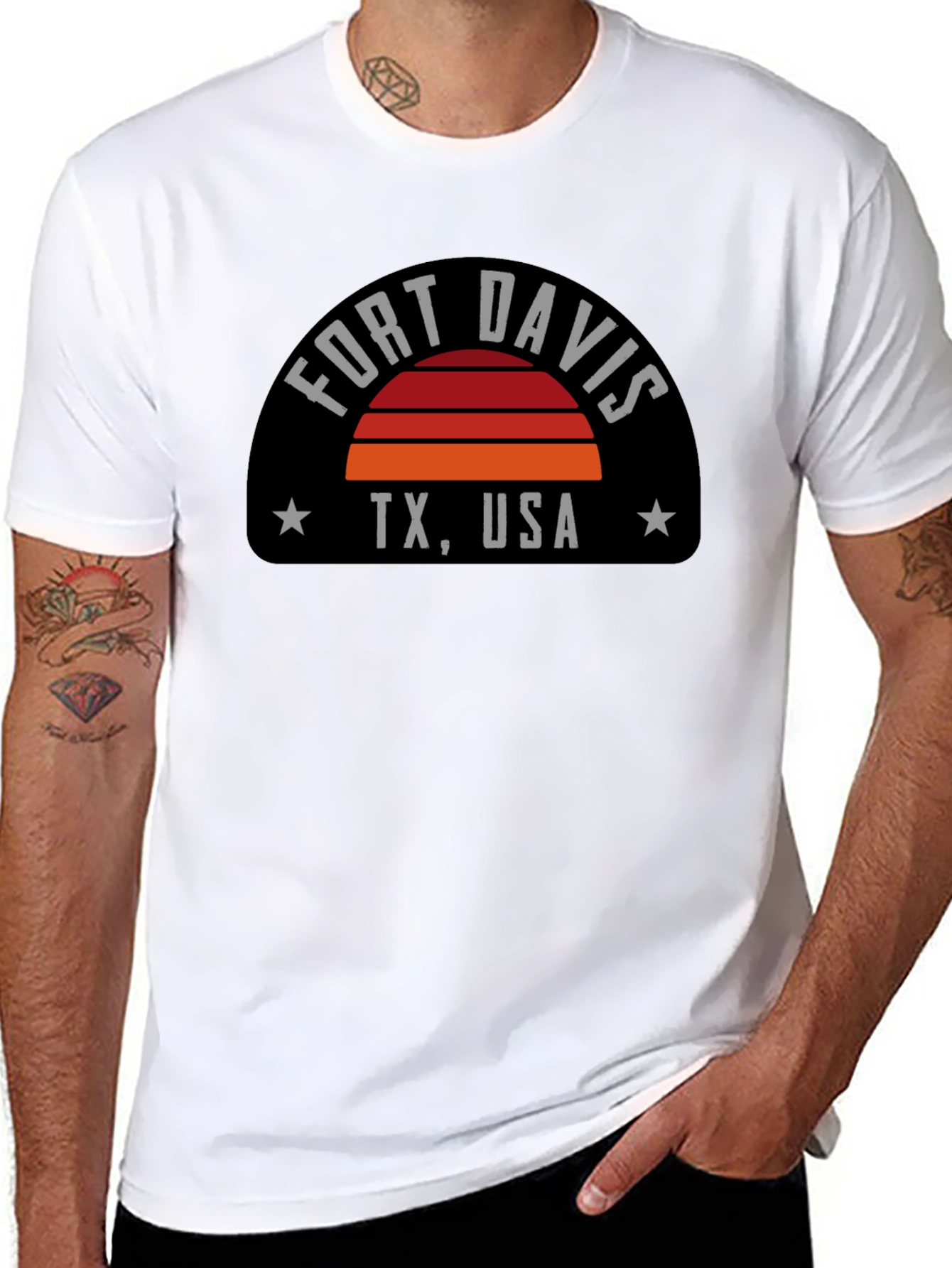 Fort Davis TX USA T-Shirt - Retro Sunset Graphic Tee