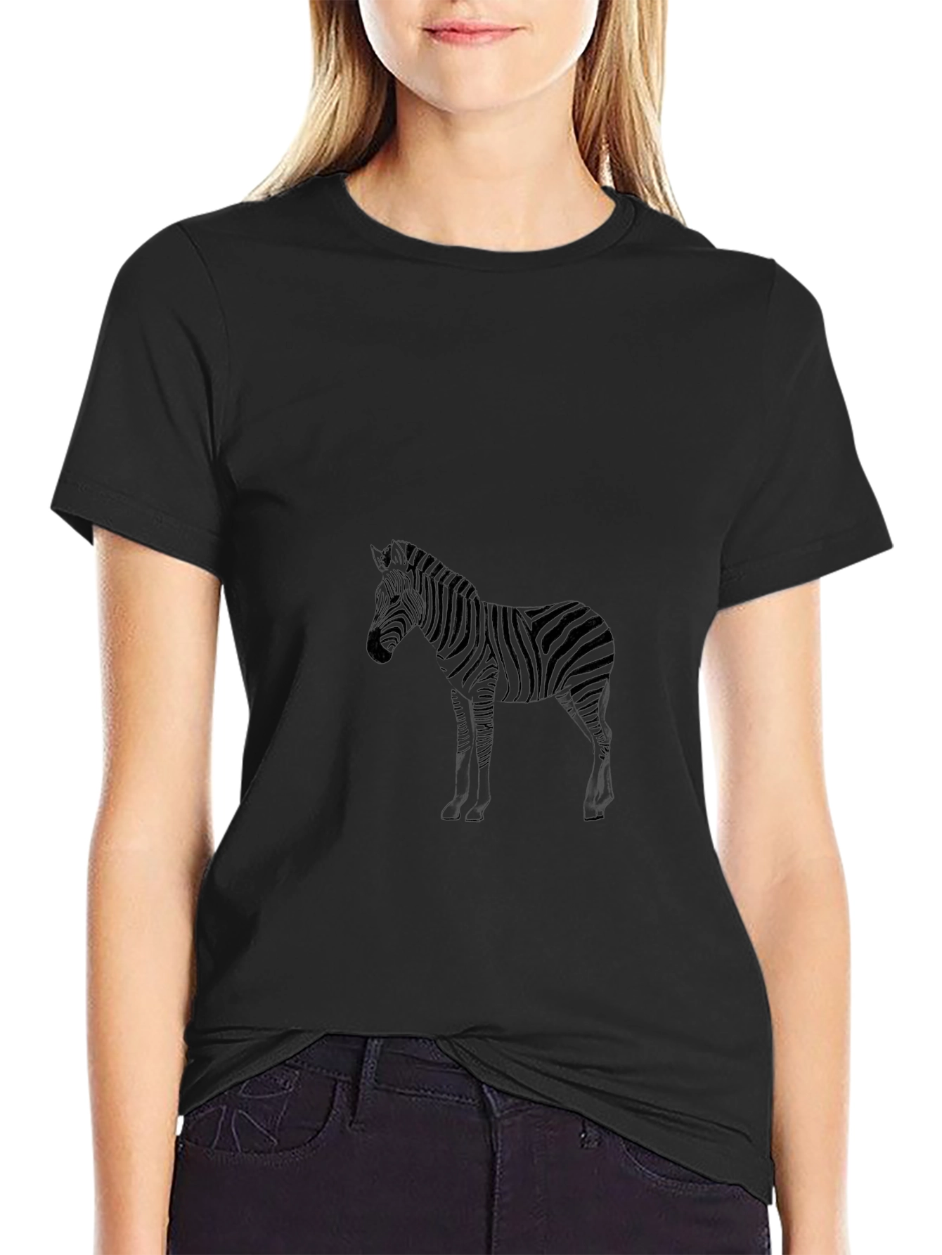 Zebra Print Black Tee