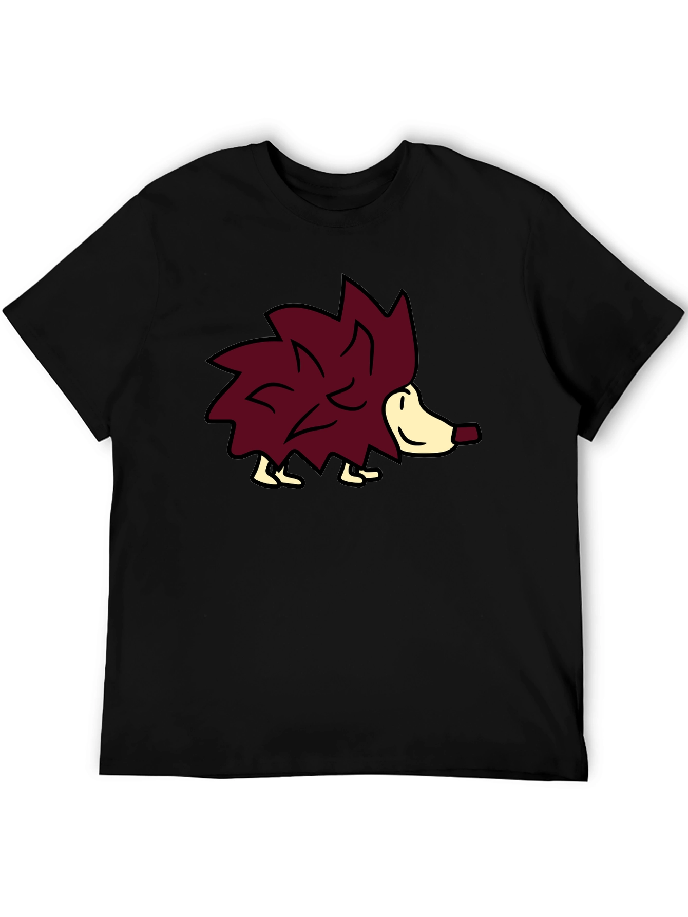 Cute Hedgehog Graphic Tee - Black Casual Shirt