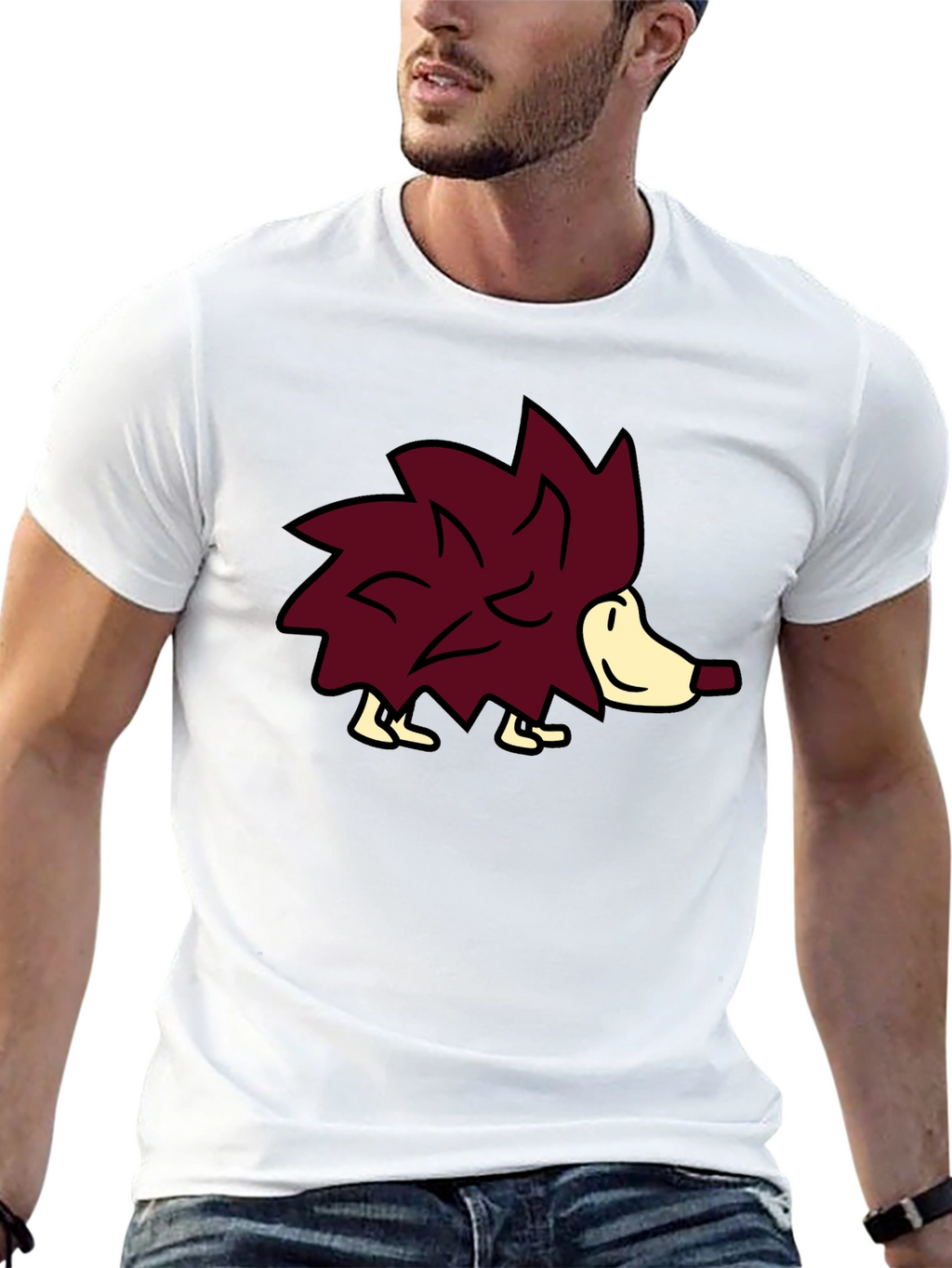 Cute Hedgehog Graphic Tee - Black Casual Shirt