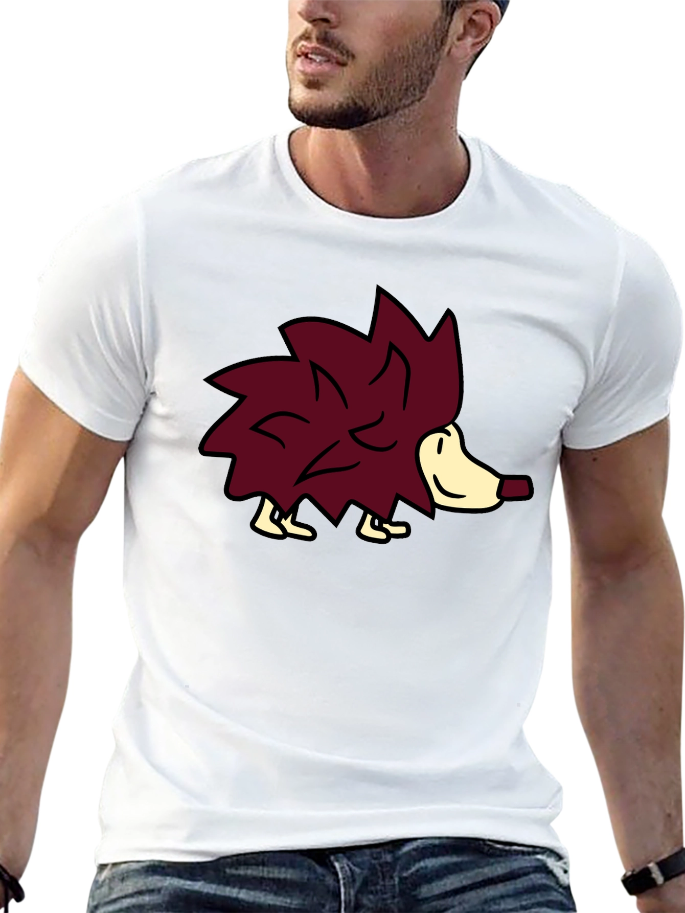 Cute Hedgehog Graphic Tee - Black Casual Shirt