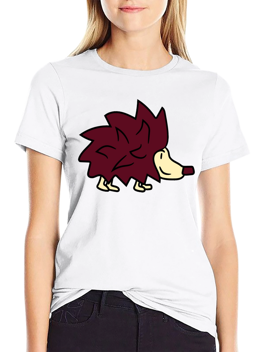 Cute Hedgehog Graphic Tee - Black Casual Shirt