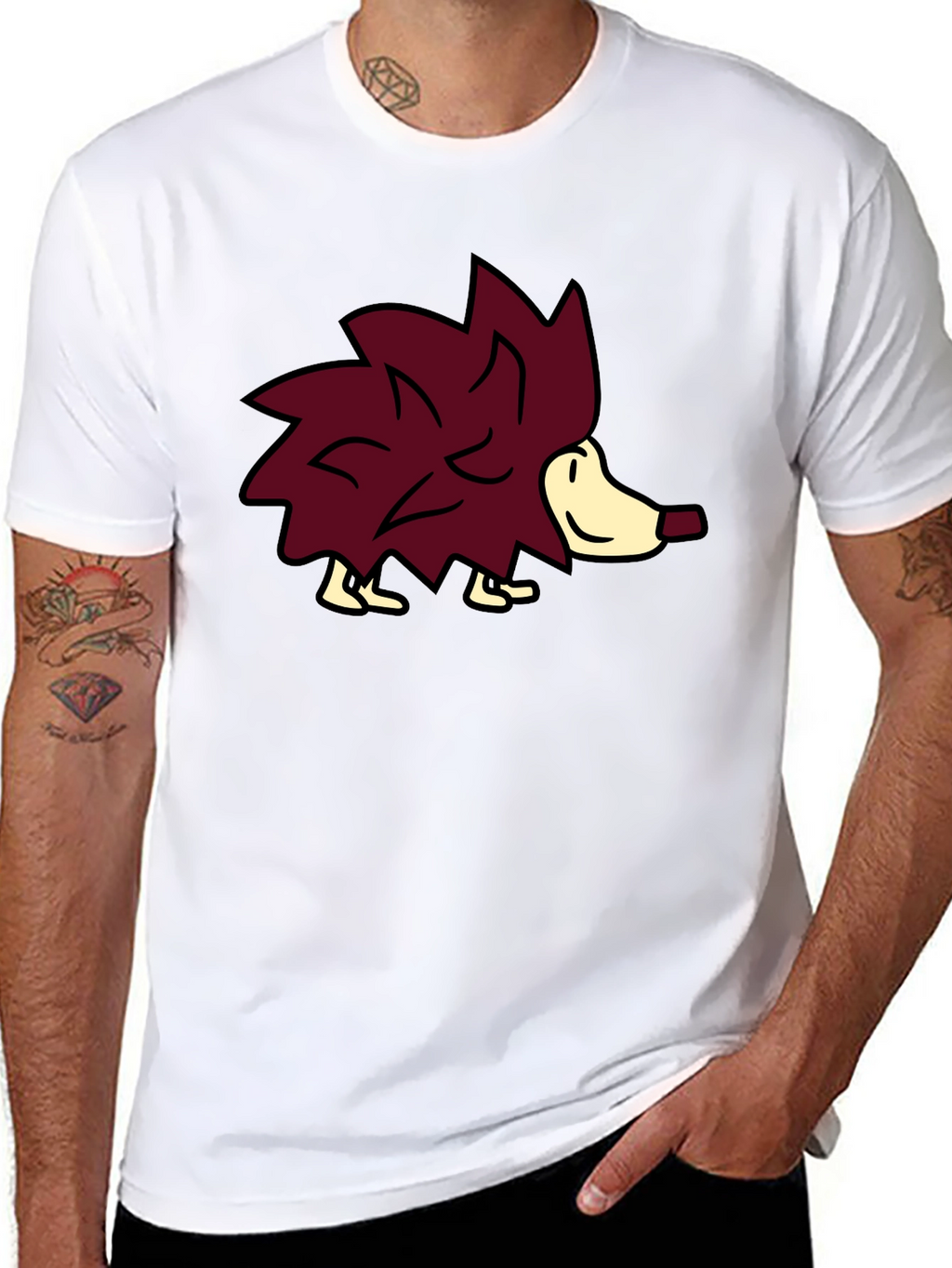 Cute Hedgehog Graphic Tee - Black Casual Shirt