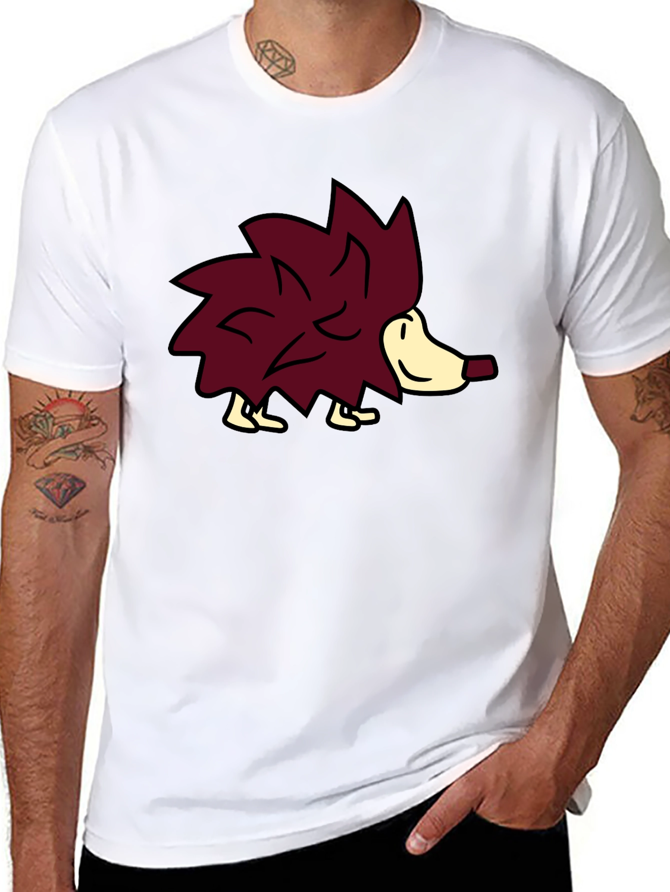 Cute Hedgehog Graphic Tee - Black Casual Shirt
