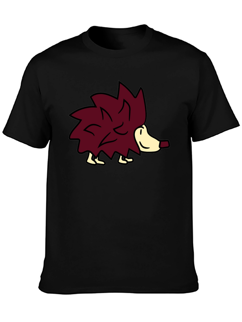 Cute Hedgehog Graphic Tee - Black Casual Shirt