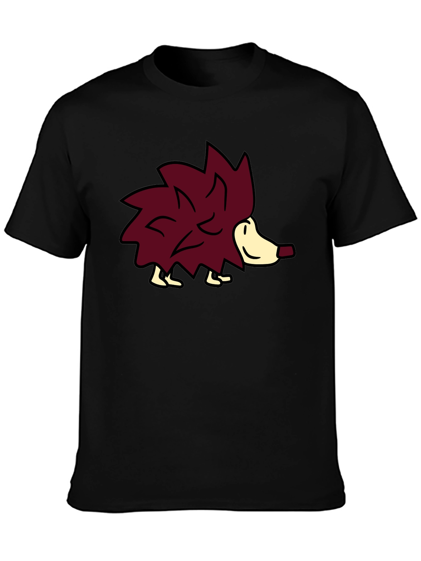 Cute Hedgehog Graphic Tee - Black Casual Shirt