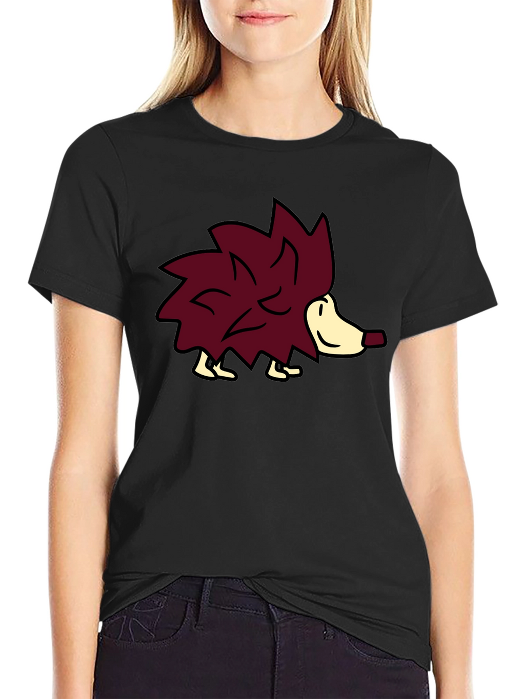 Cute Hedgehog Graphic Tee - Black Casual Shirt