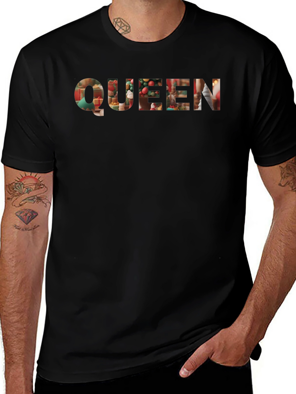 Queen Holiday T-Shirt - Black Crew Neck