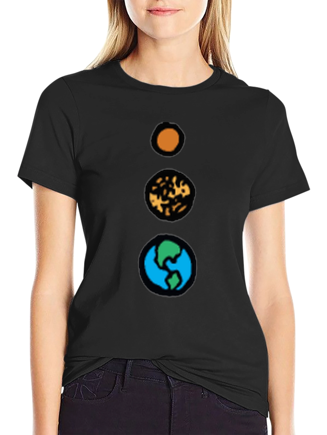 Planetary Alignment Graphic T-Shirt - Black Cotton Tee