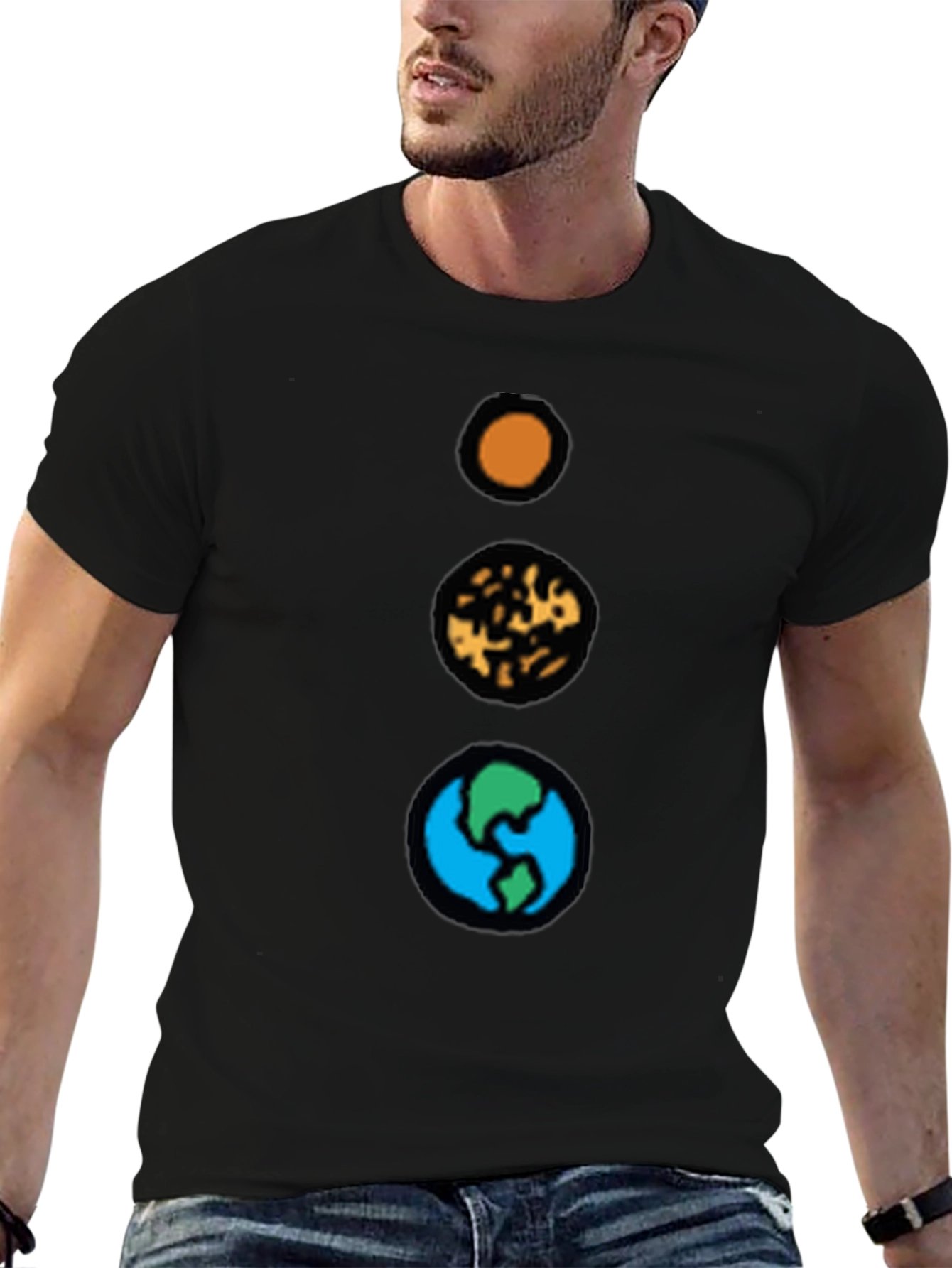 Planetary Alignment Graphic T-Shirt - Black Cotton Tee