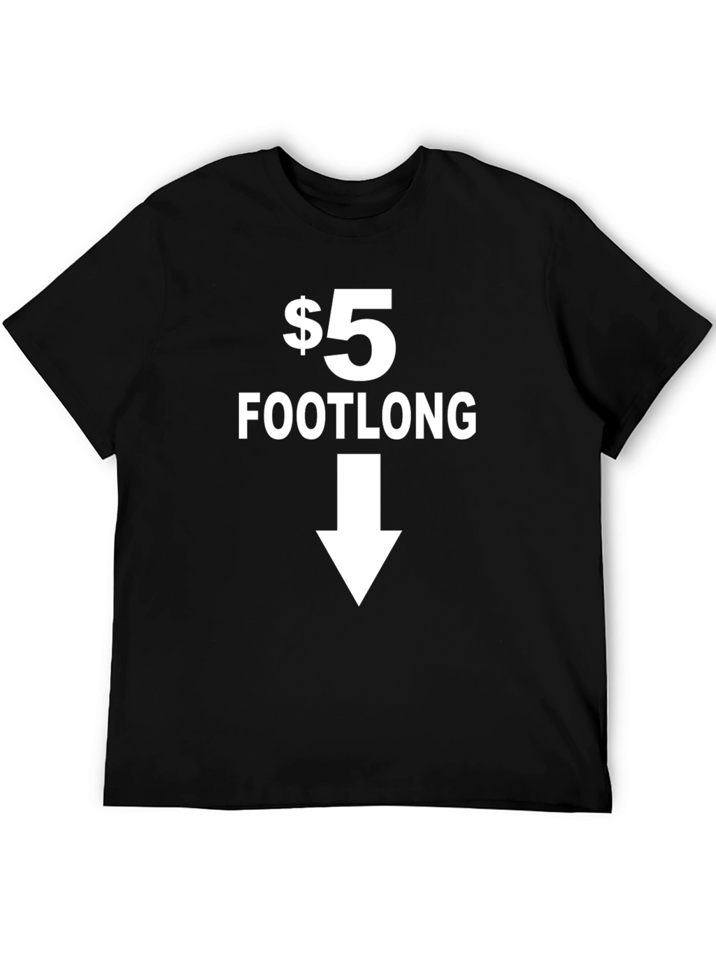 $5 Footlong Black Graphic T-Shirt - Point Down
