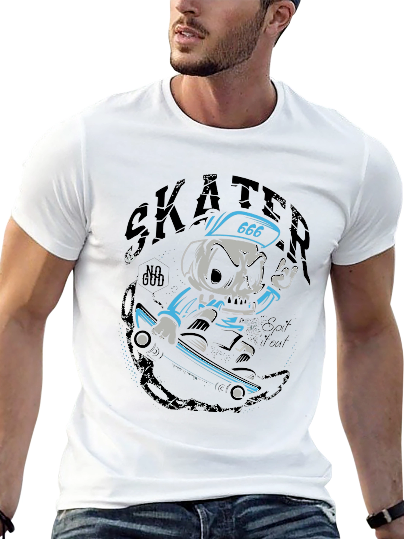 Skater Skull T-Shirt - Black Graphic Tee