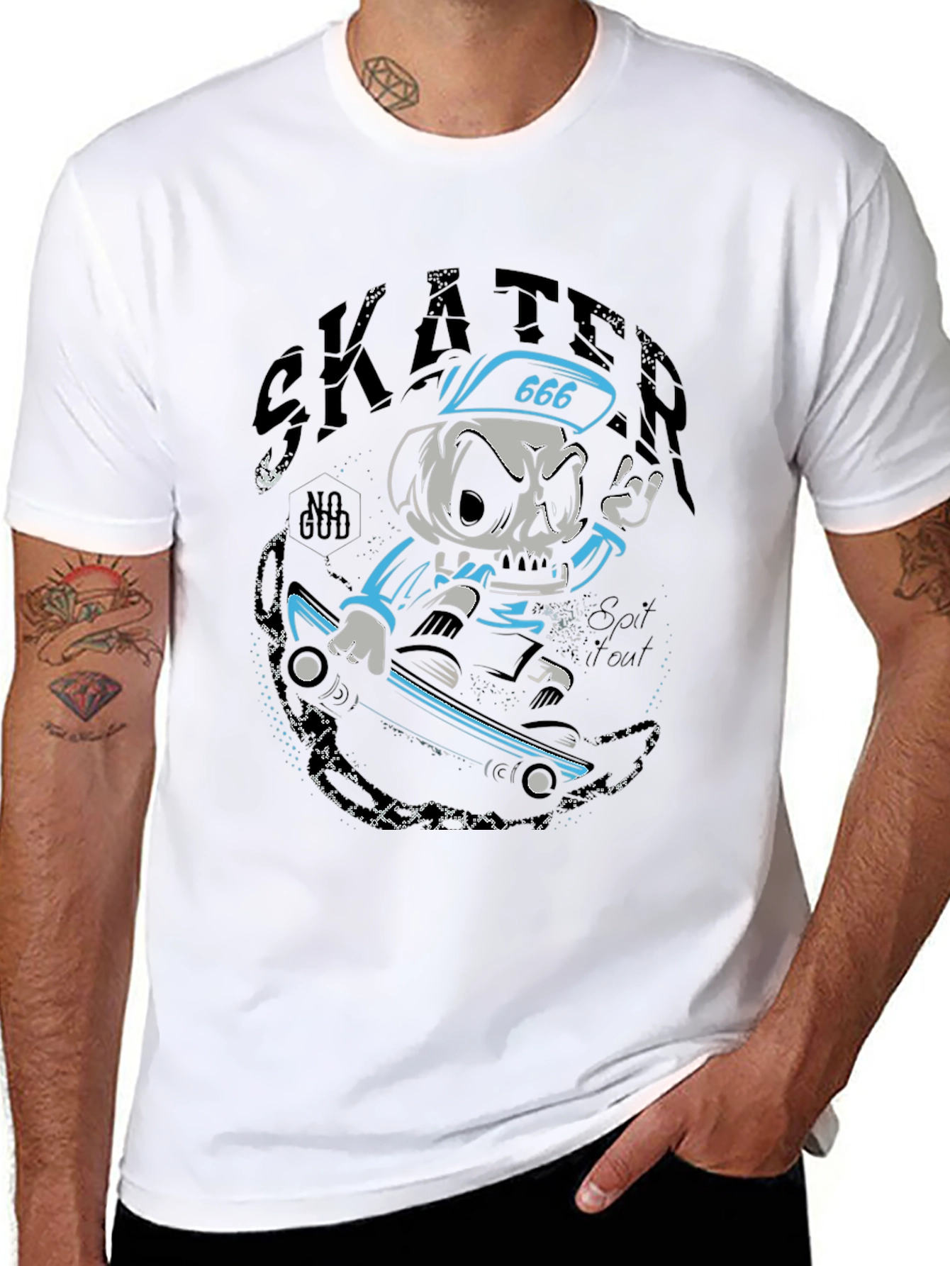 Skater Skull T-Shirt - Black Graphic Tee