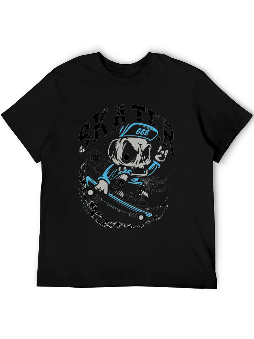 Skater Skull T-Shirt - Black Graphic Tee