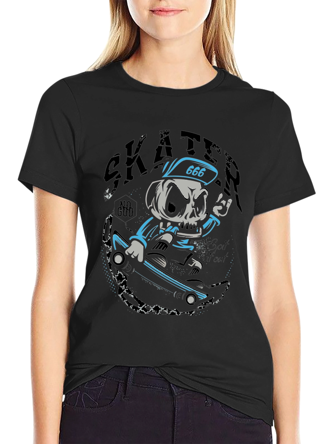 Skater Skull T-Shirt - Black Graphic Tee