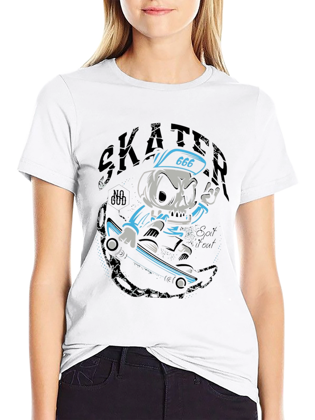 Skater Skull T-Shirt - Black Graphic Tee