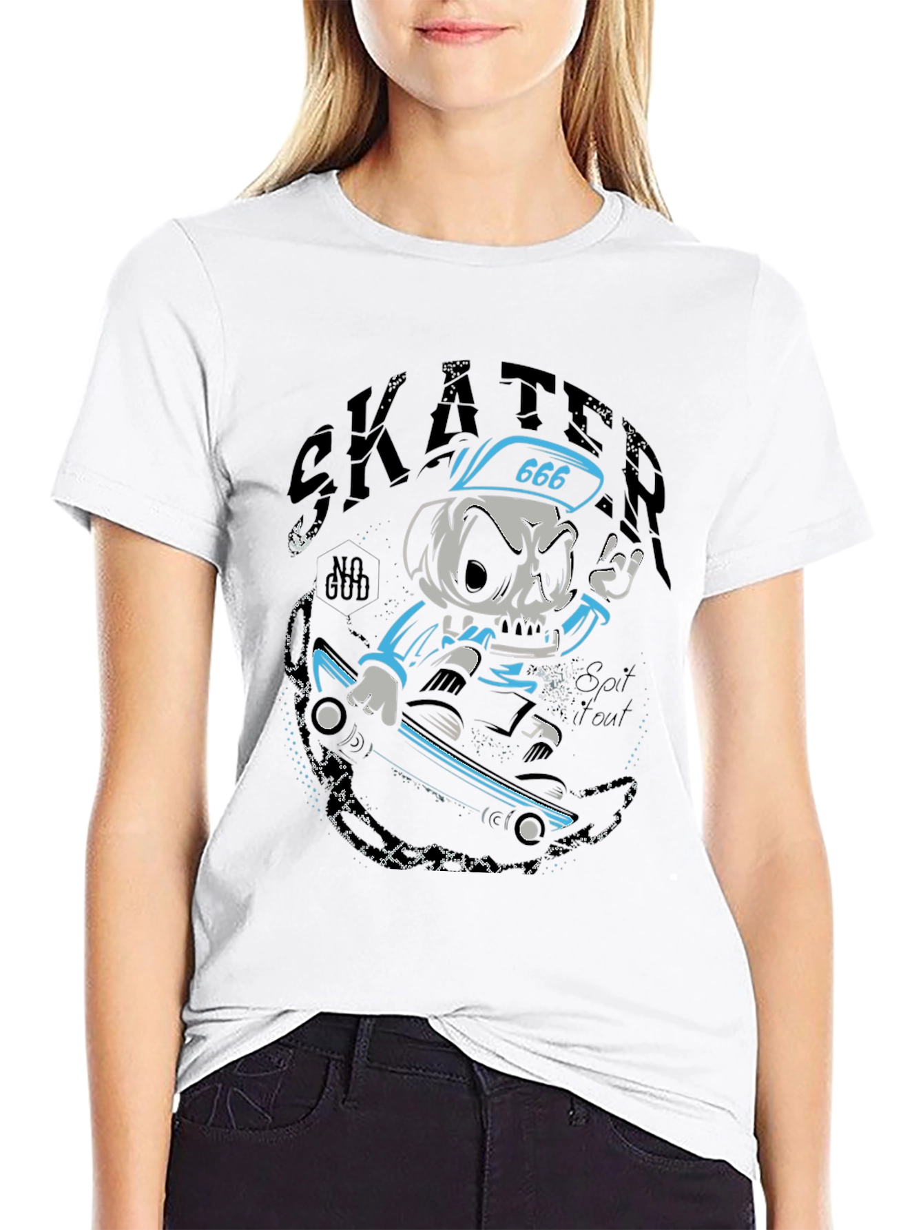 Skater Skull T-Shirt - Black Graphic Tee
