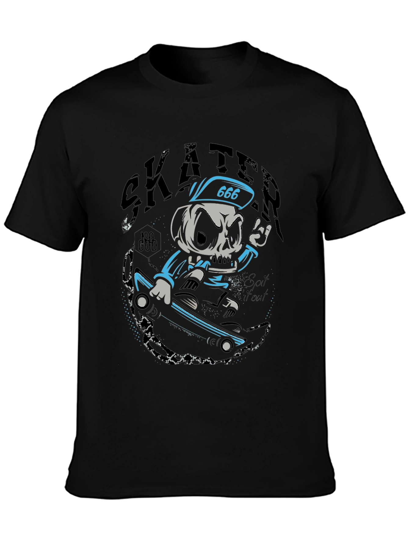 Skater Skull T-Shirt - Black Graphic Tee