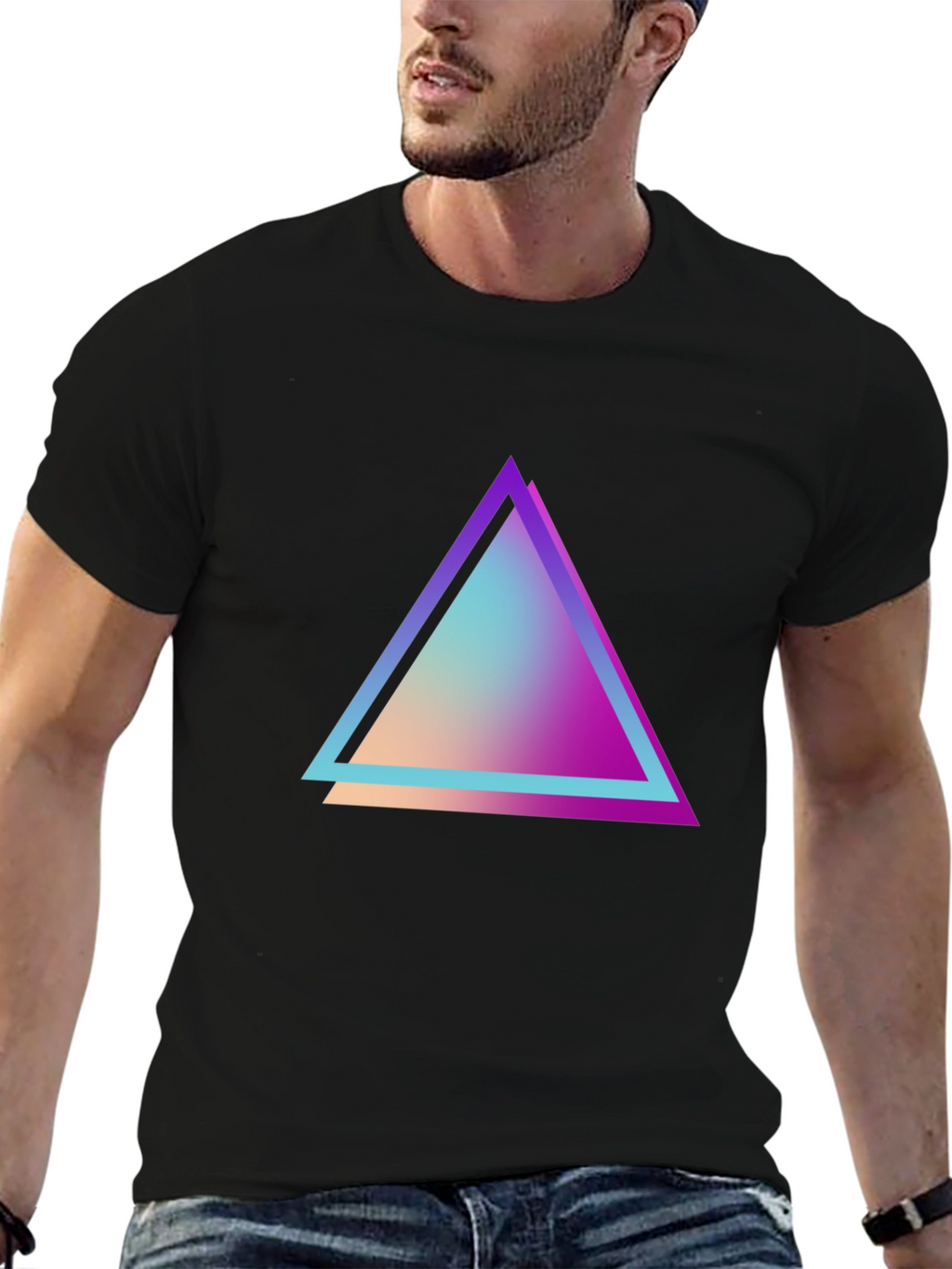 Retro Triangle Graphic Tee - Black