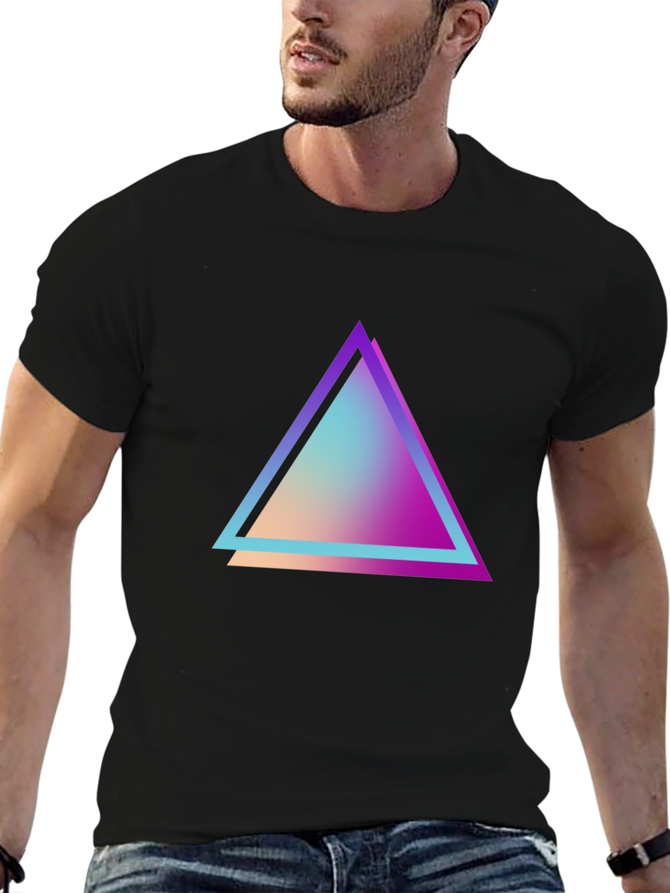 Retro Triangle Graphic Tee - Black