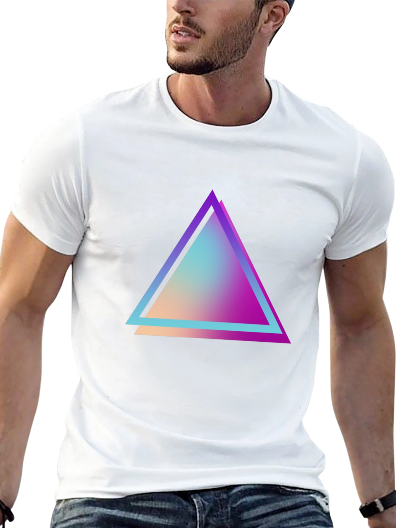 Retro Triangle Graphic Tee - Black