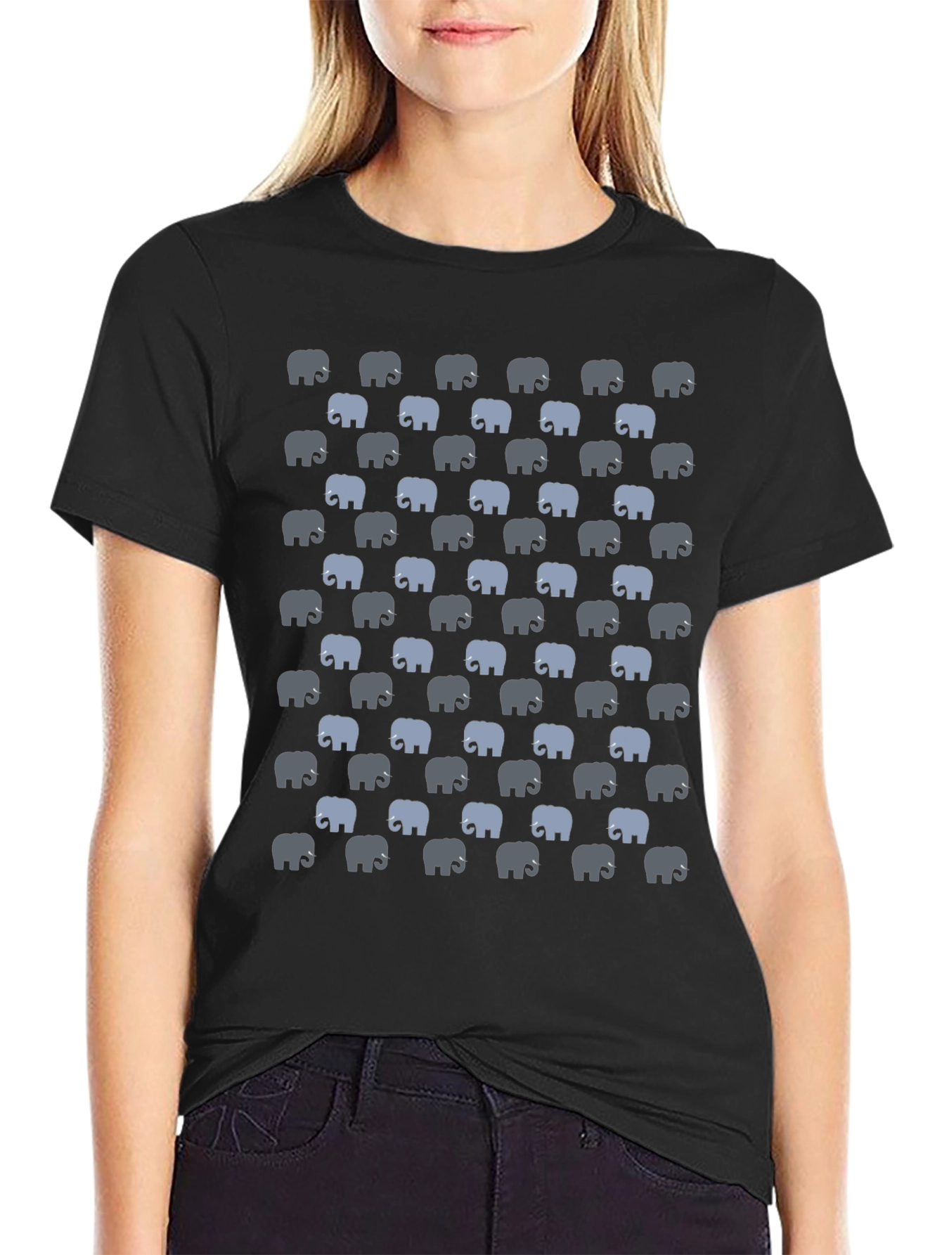 Elephant Print T-Shirt - Black