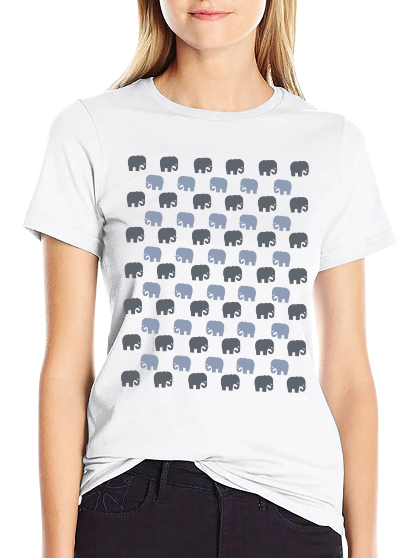 Elephant Print T-Shirt - Black