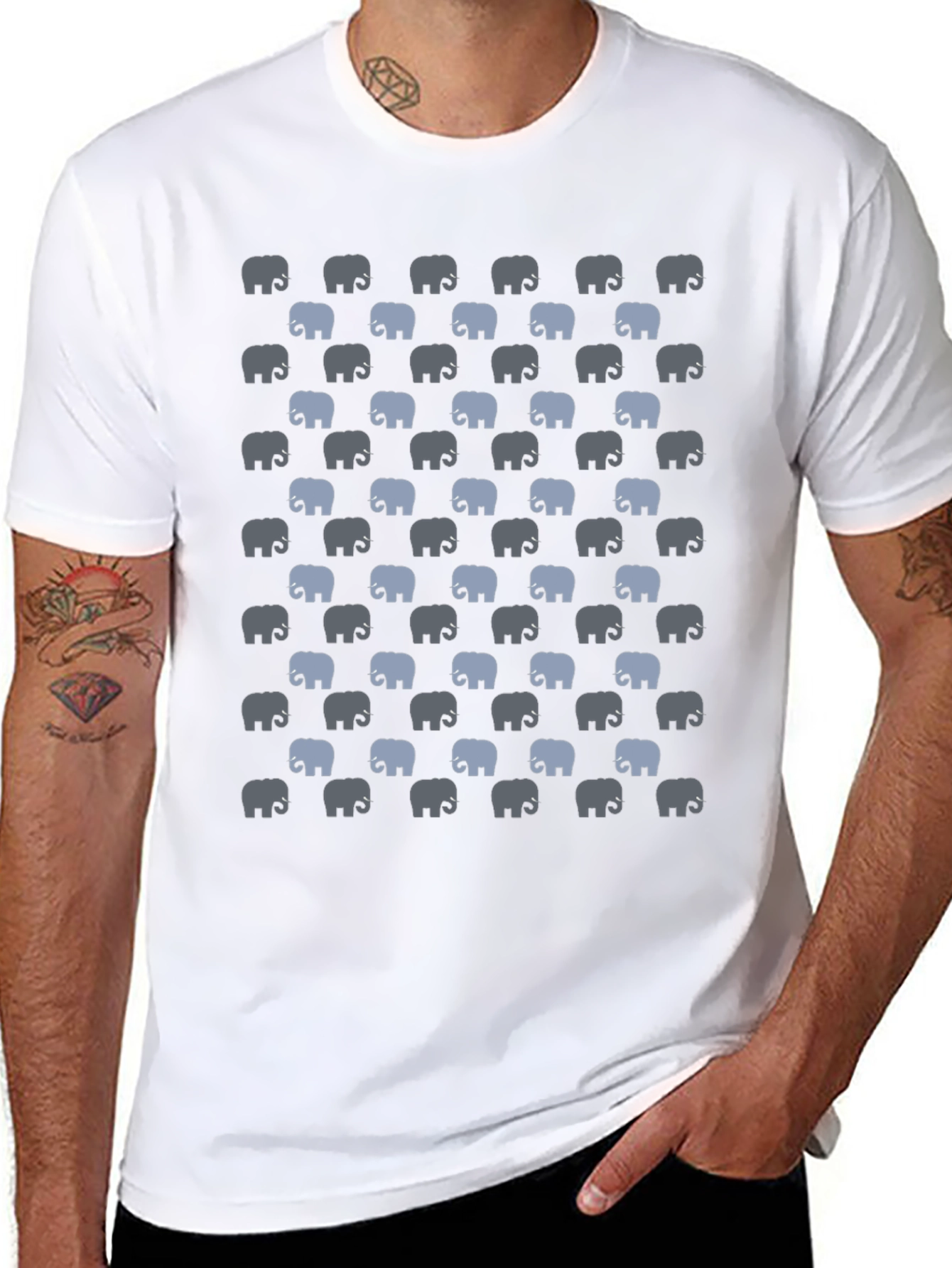 Elephant Print T-Shirt - Black