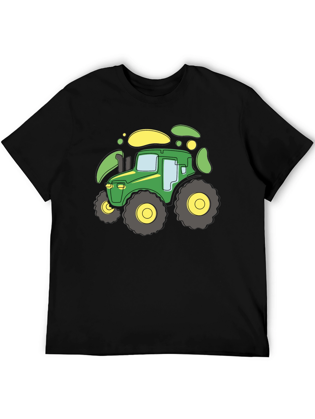 Cartoon Tractor Graphic T-Shirt - Black
