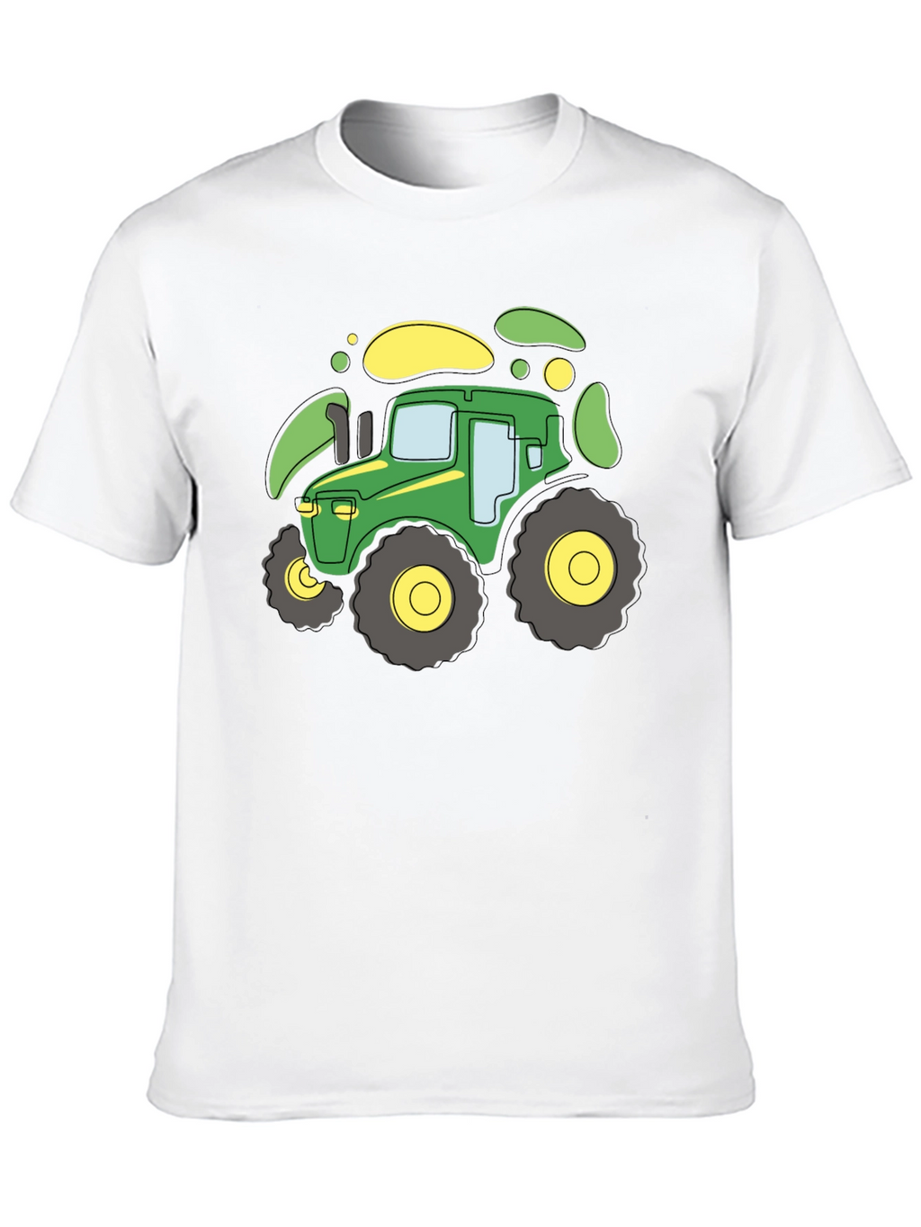 Cartoon Tractor Graphic T-Shirt - Black