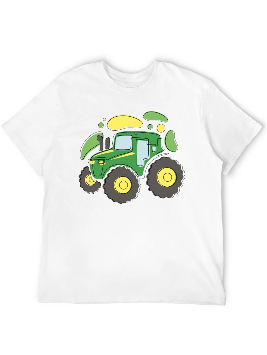 Cartoon Tractor Graphic T-Shirt - Black