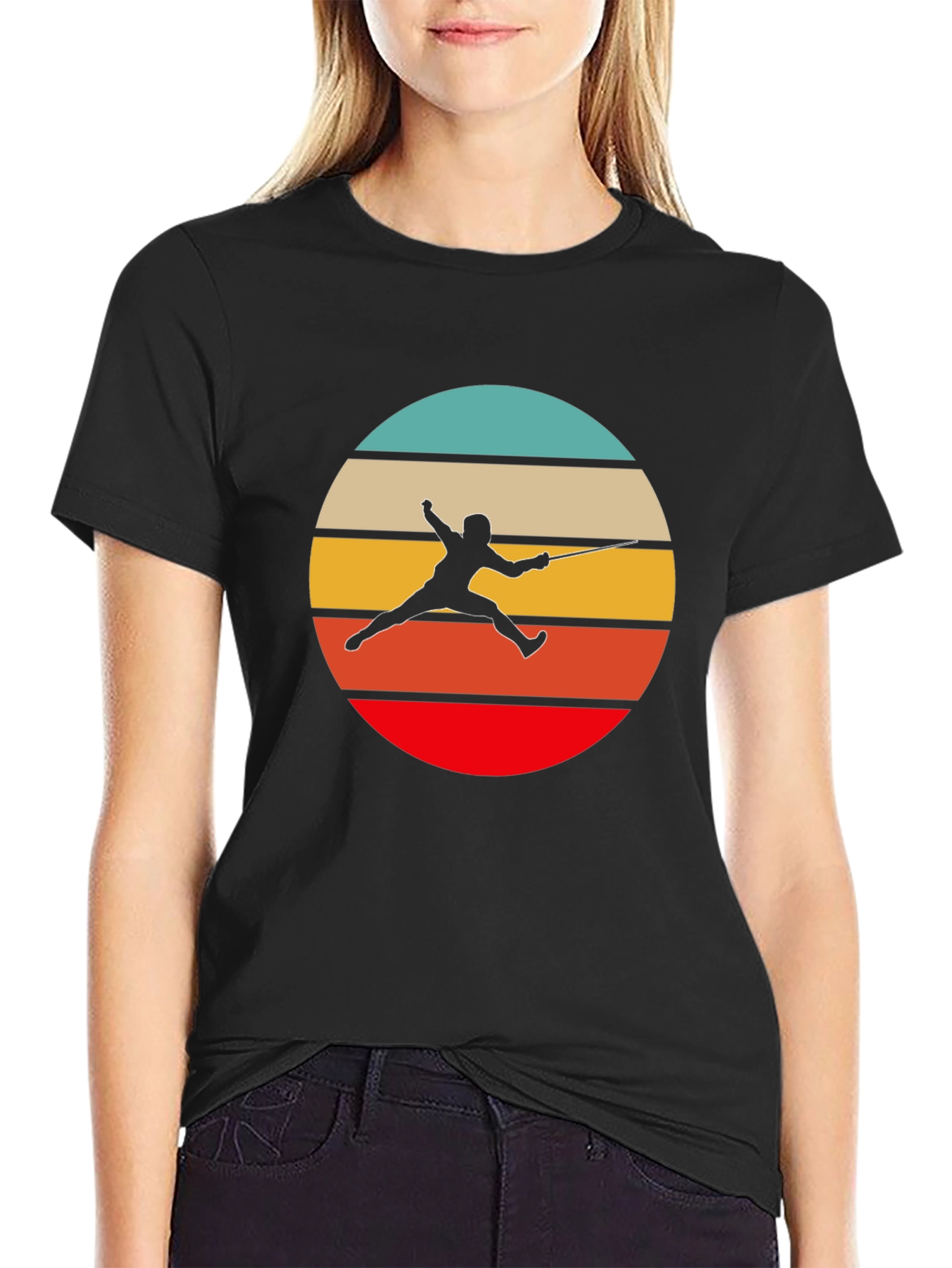 Retro Fencing T-Shirt - Stylish Sport Silhouette