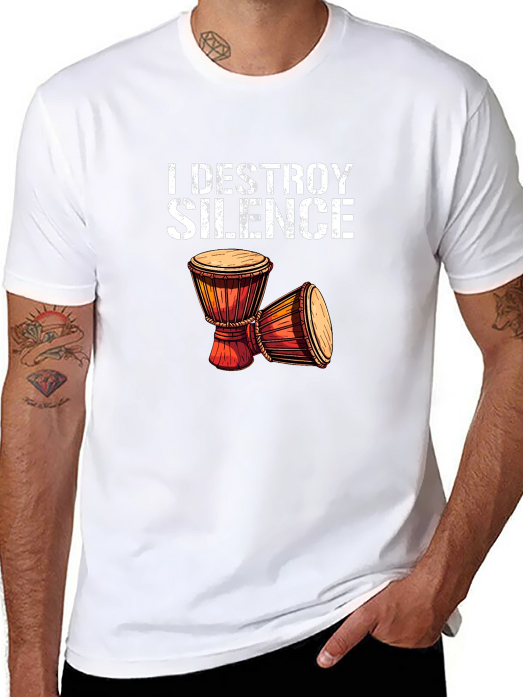 I DESTROY SILENCE T-Shirt Drummer Percussion Music