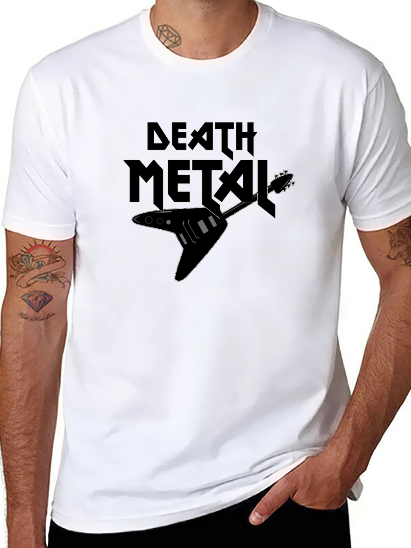 Death Metal Guitar T-Shirt - Black Graphic Tee