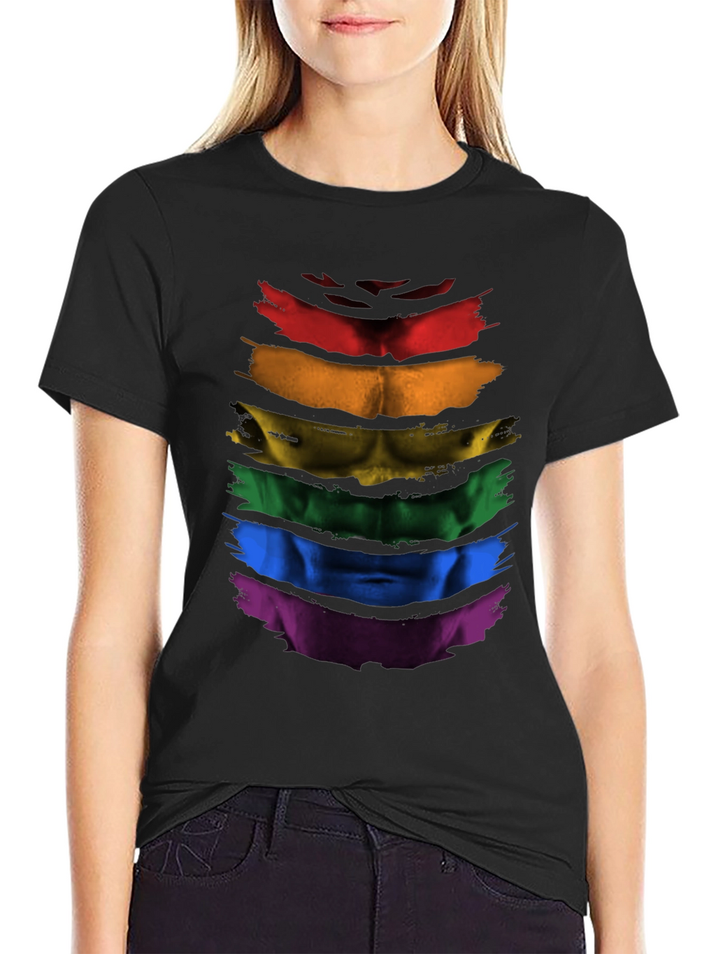 Rainbow Pride Abs T-Shirt - LGBTQ+ Athleisure Top