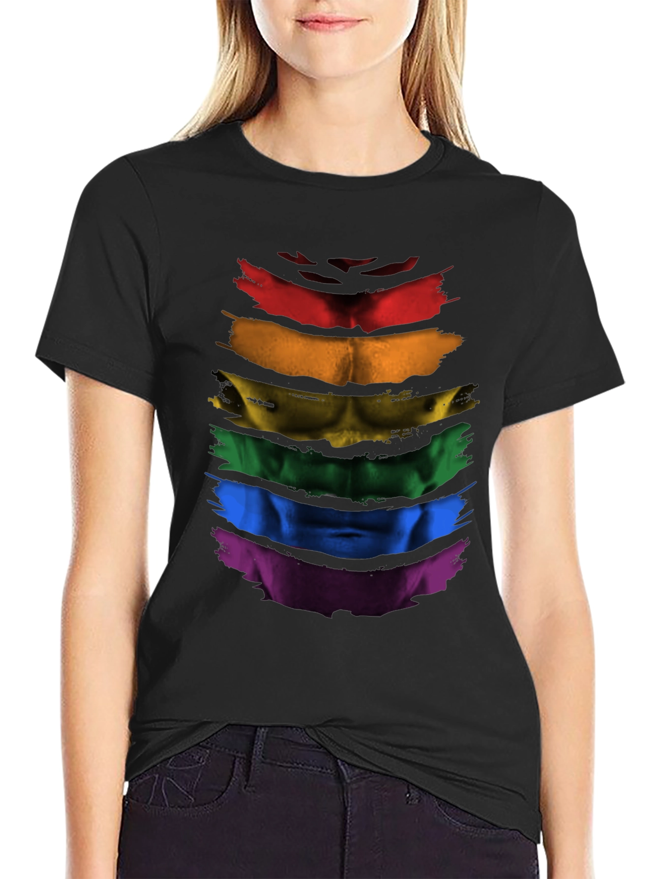 Rainbow Pride Abs T-Shirt - LGBTQ+ Athleisure Top