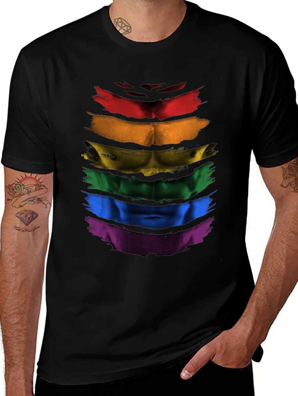 Rainbow Pride Abs T-Shirt - LGBTQ+ Athleisure Top