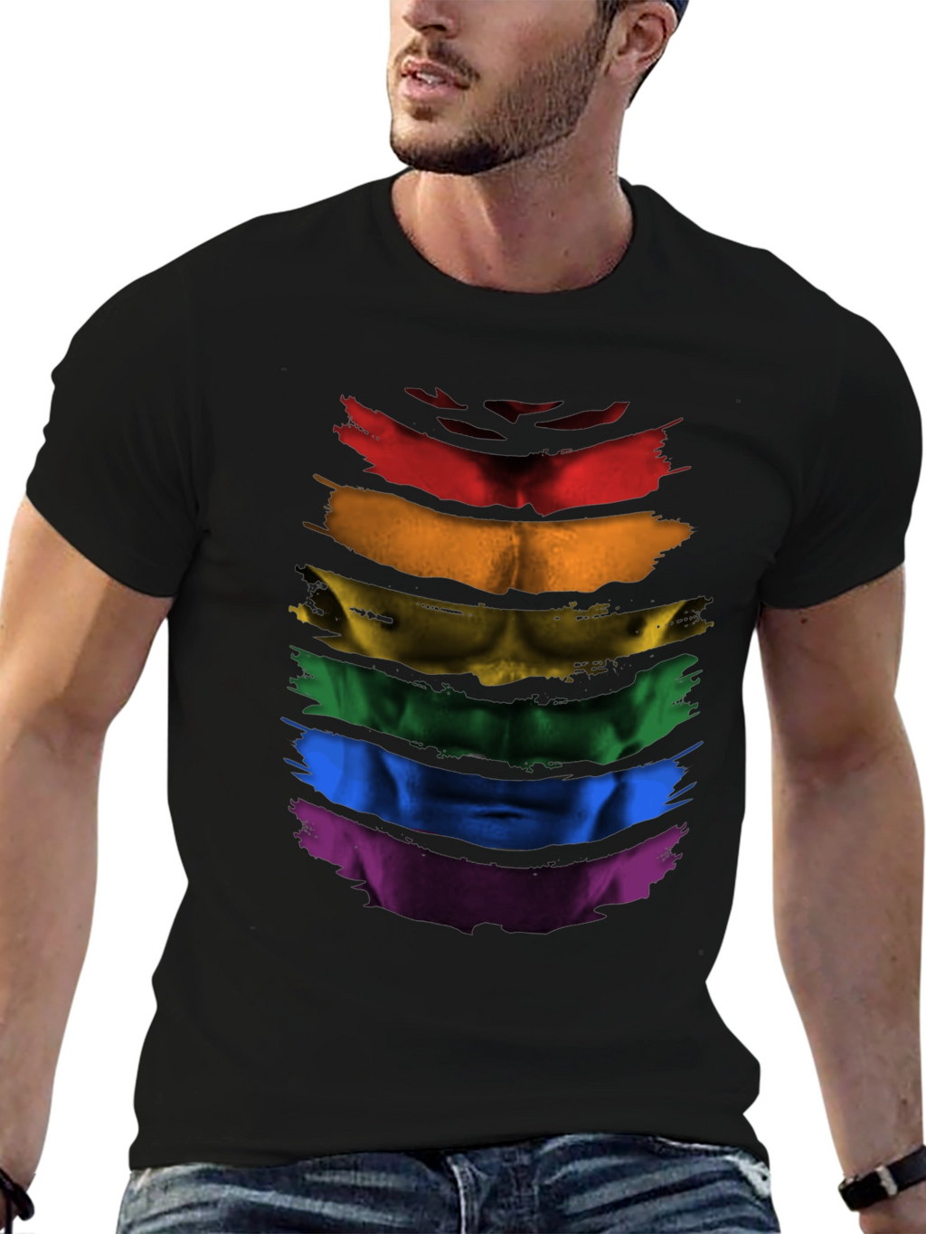 Rainbow Pride Abs T-Shirt - LGBTQ+ Athleisure Top