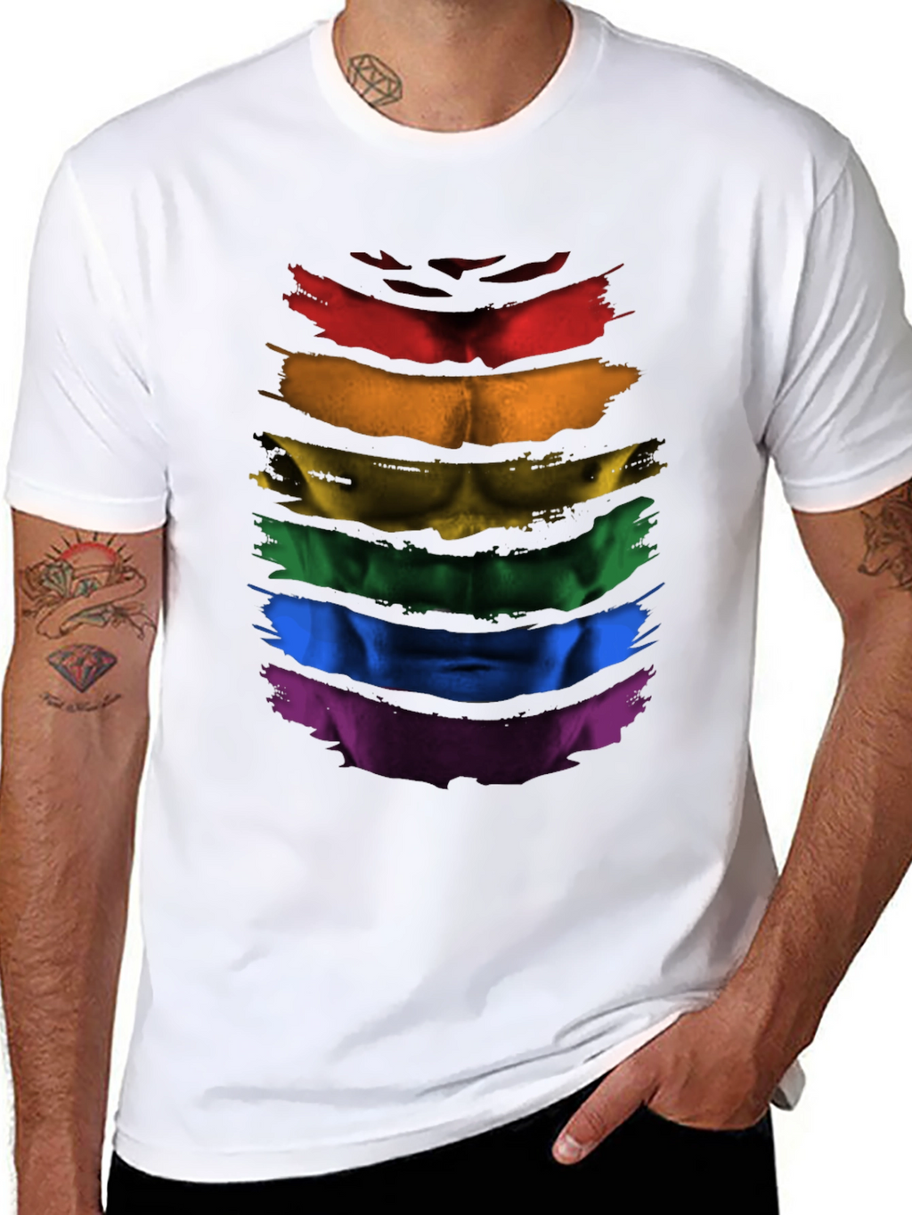 Rainbow Pride Abs T-Shirt - LGBTQ+ Athleisure Top
