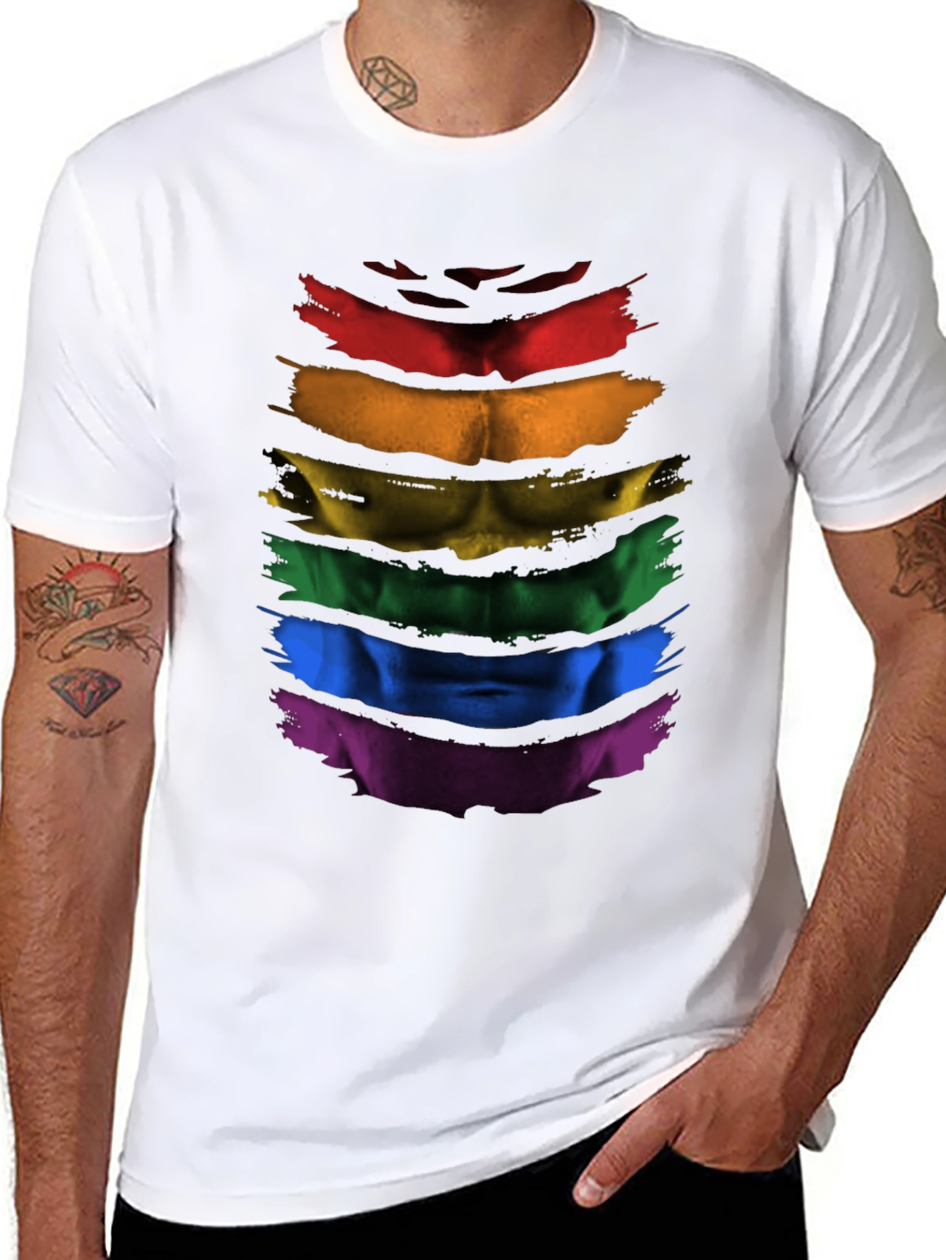 Rainbow Pride Abs T-Shirt - LGBTQ+ Athleisure Top