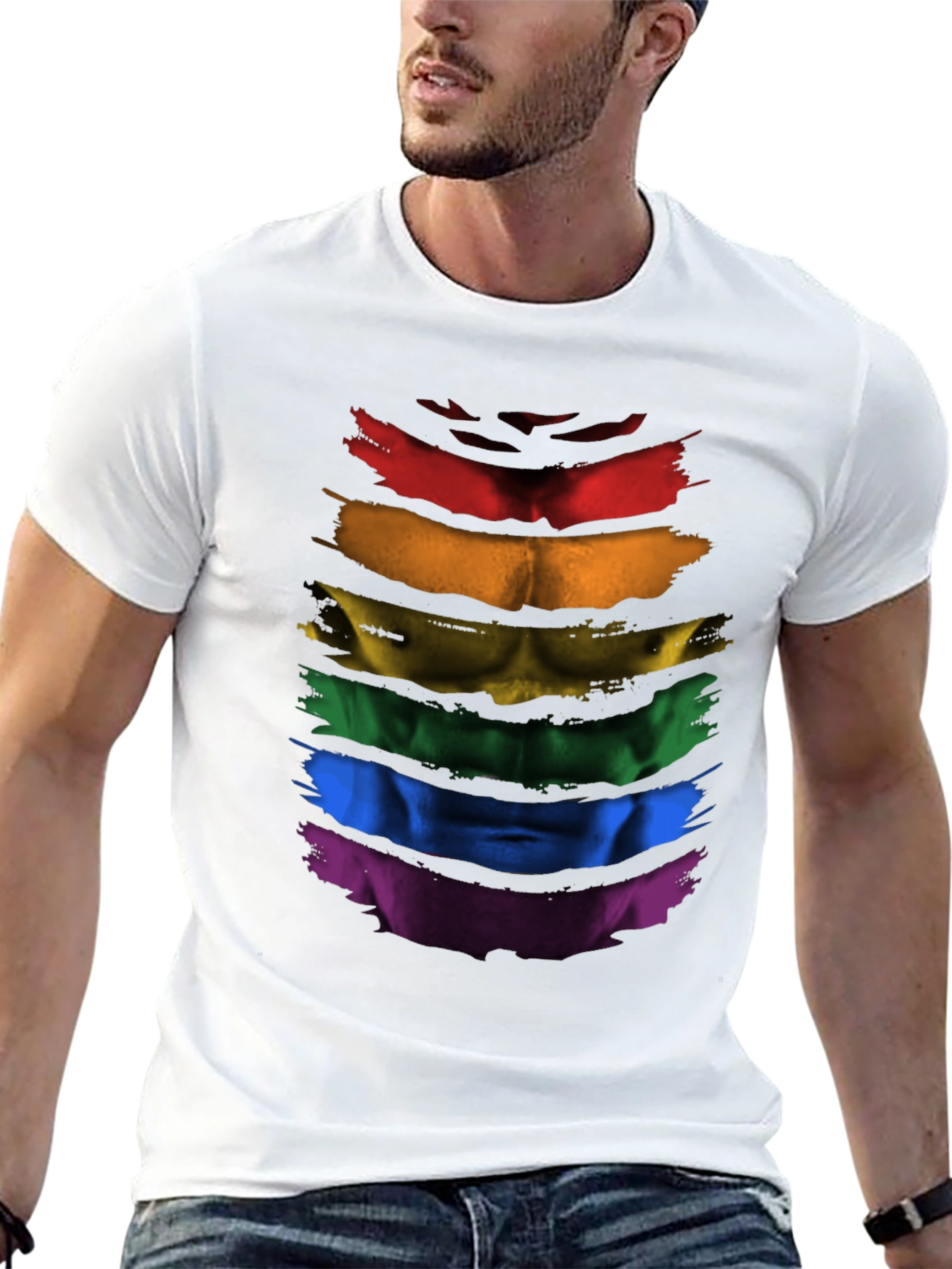 Rainbow Pride Abs T-Shirt - LGBTQ+ Athleisure Top