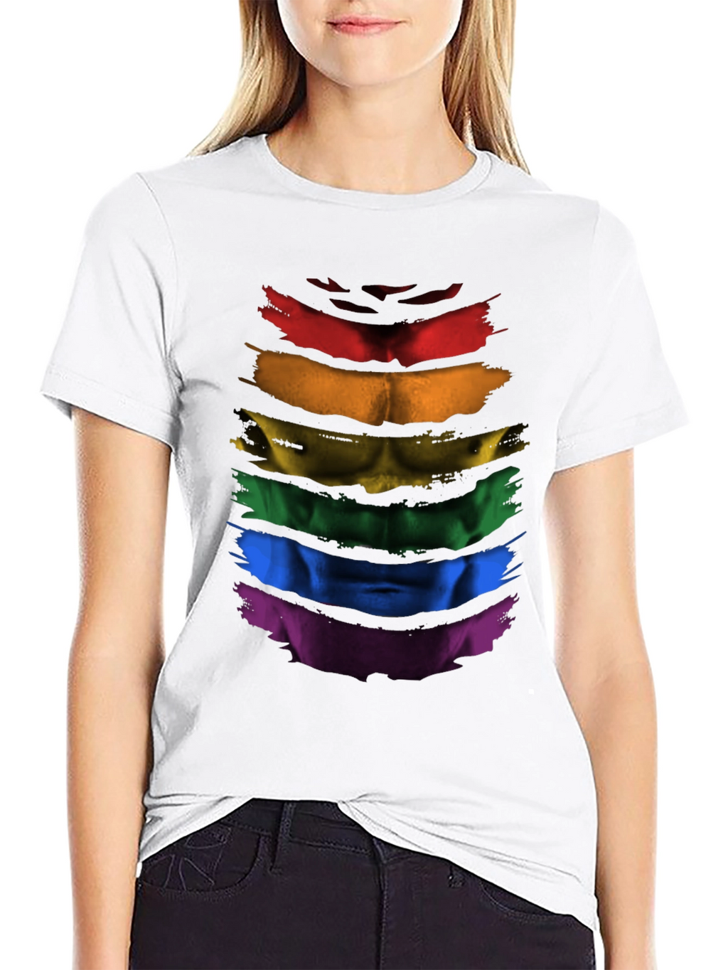 Rainbow Pride Abs T-Shirt - LGBTQ+ Athleisure Top