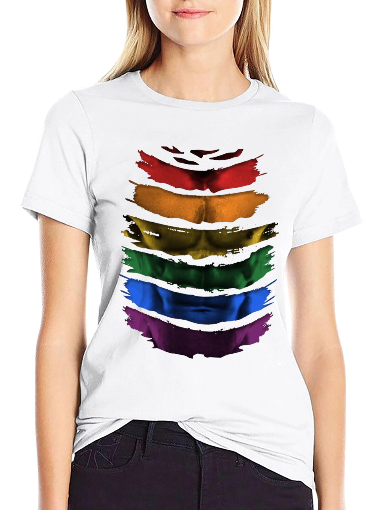 Rainbow Pride Abs T-Shirt - LGBTQ+ Athleisure Top