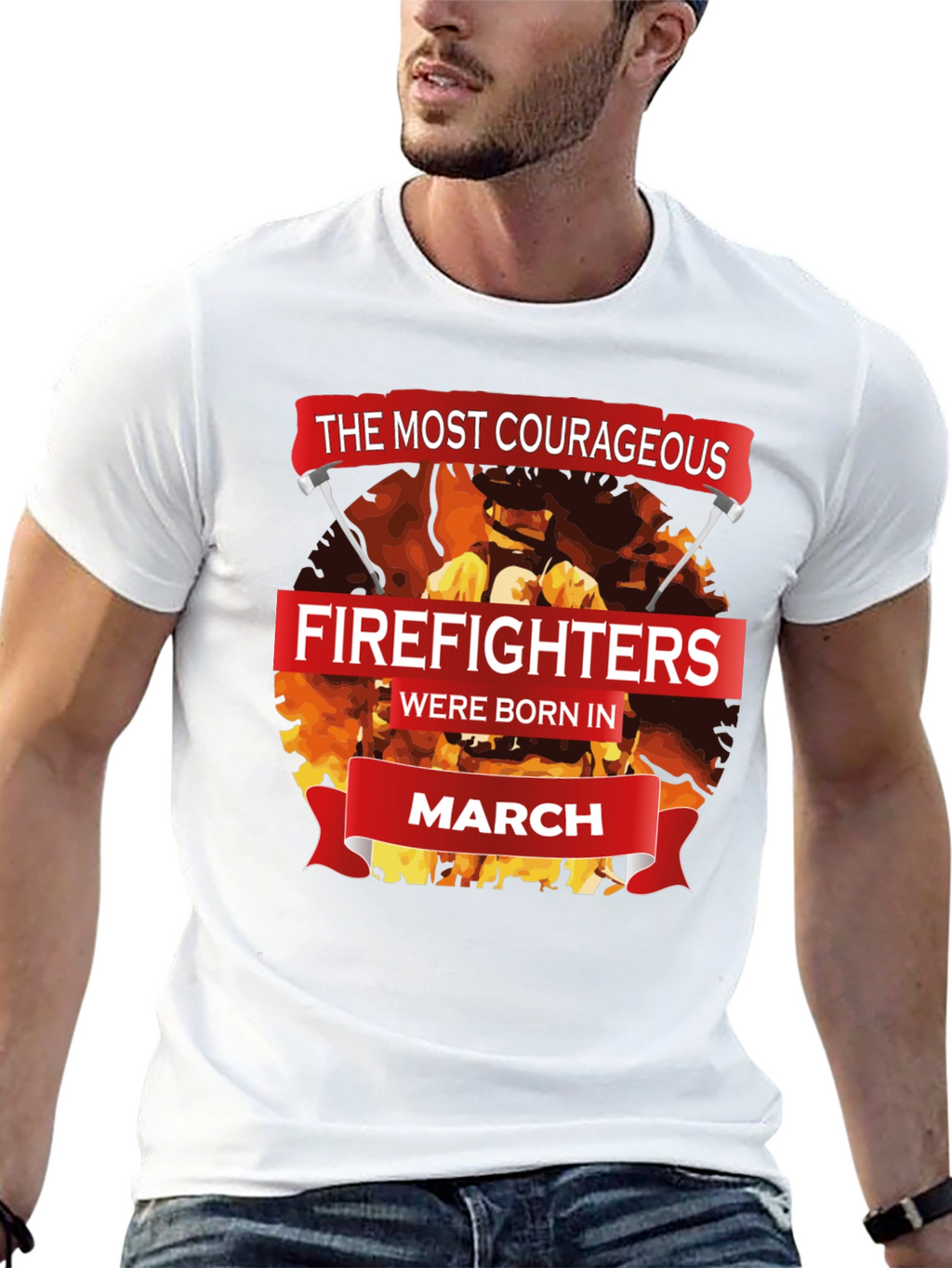 Courageous Firefighters Born in March T-Shirt