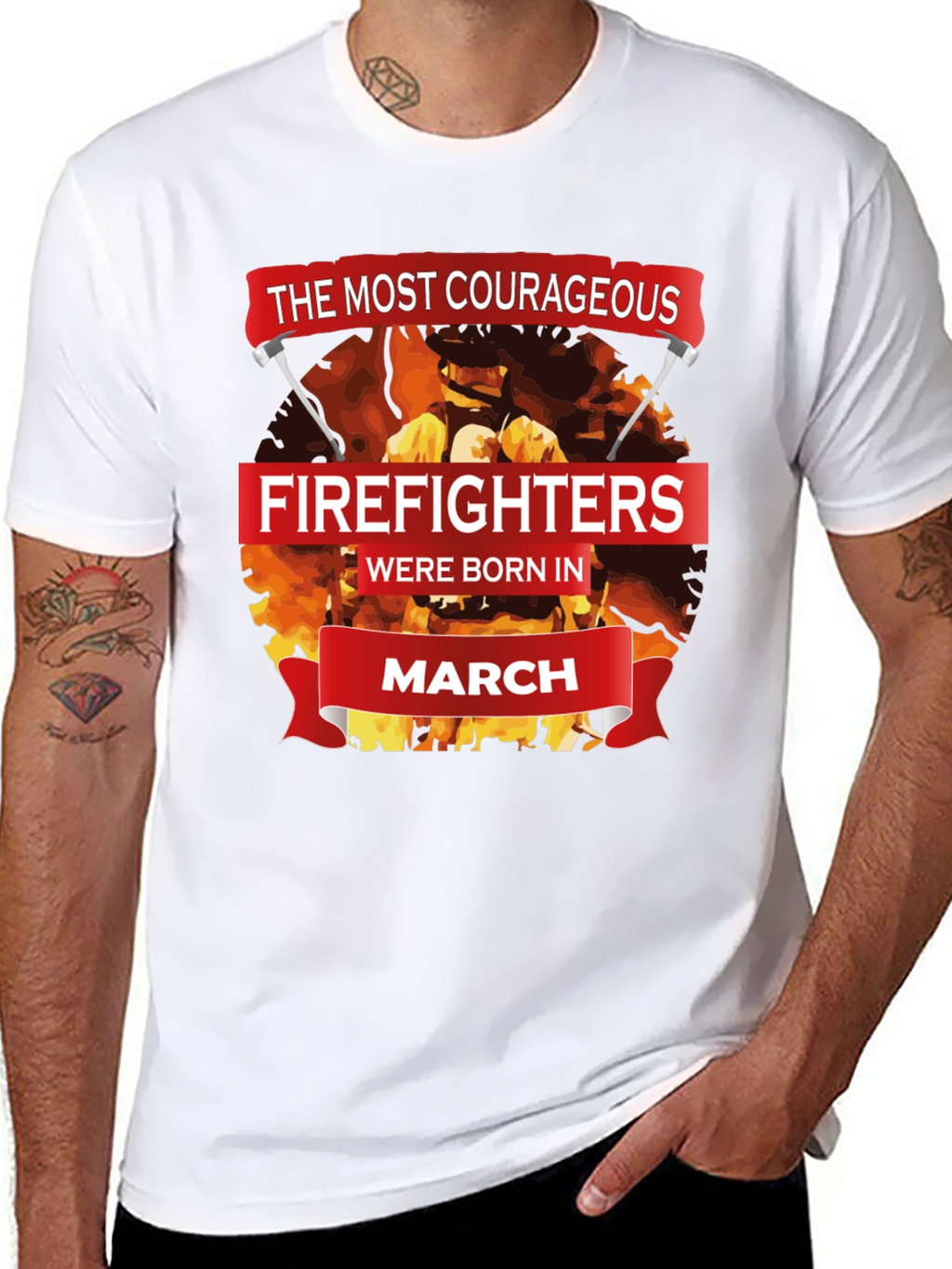 Courageous Firefighters Born in March T-Shirt